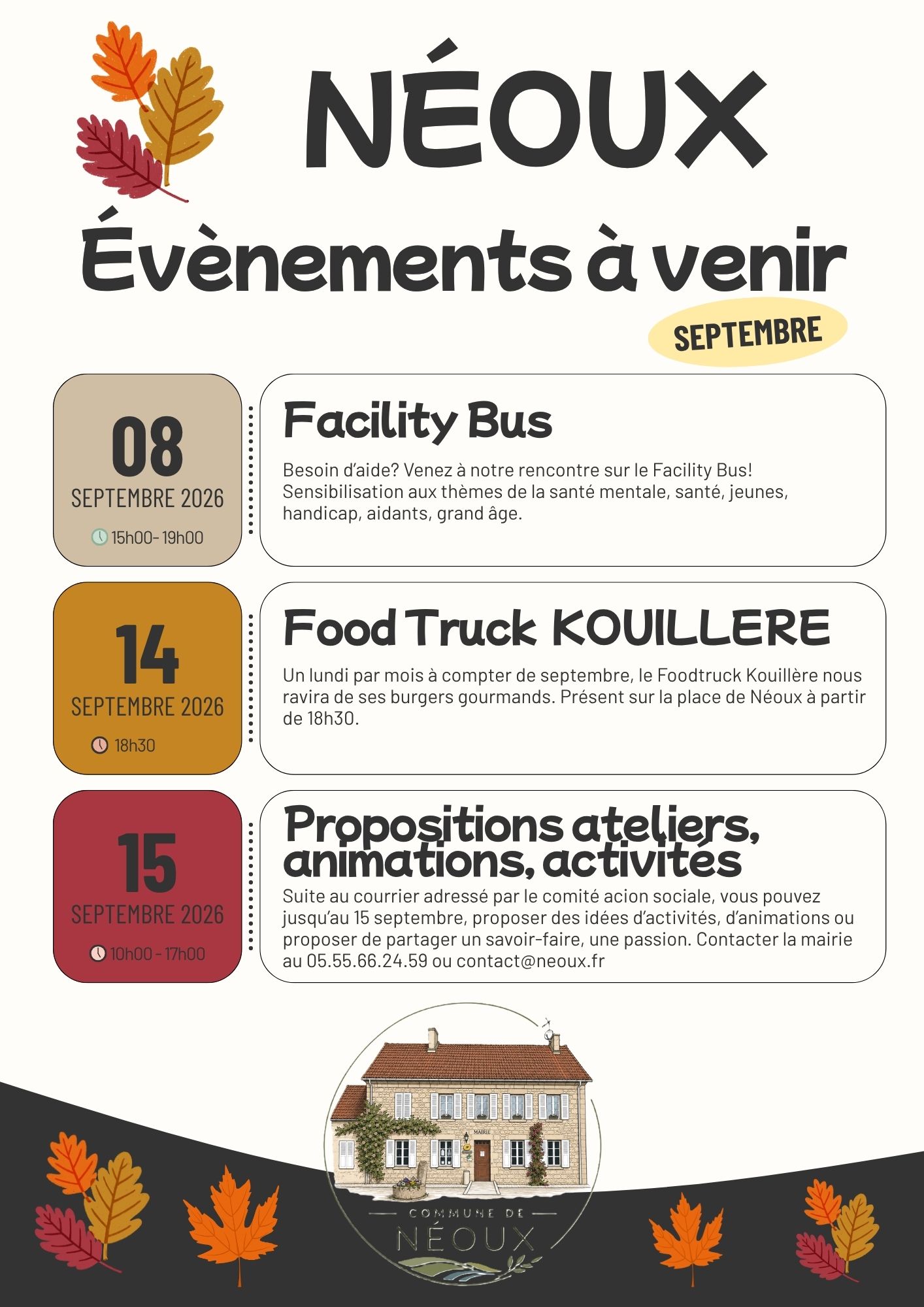 Affiche Programme Évènements Moderne Minimaliste Beige Noir Multicolore